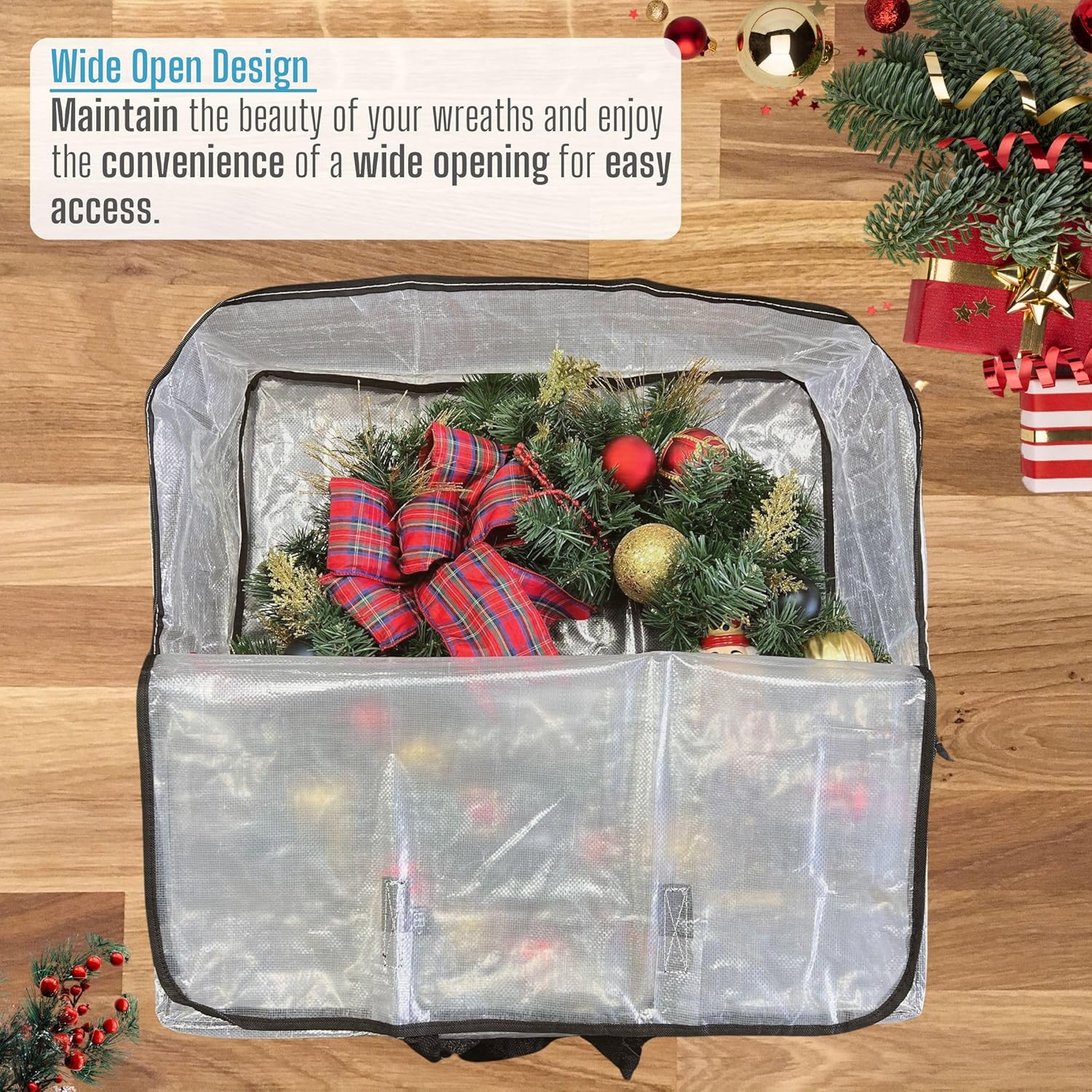 4 Pack Wreath Storage Bag And Christmas Decoration Garland Container, 30 Inch Clear Wreath Bag, Holiday Decoration Organizers. Moving Boxes, Packing Supplies For College (Square - 4 Pack)