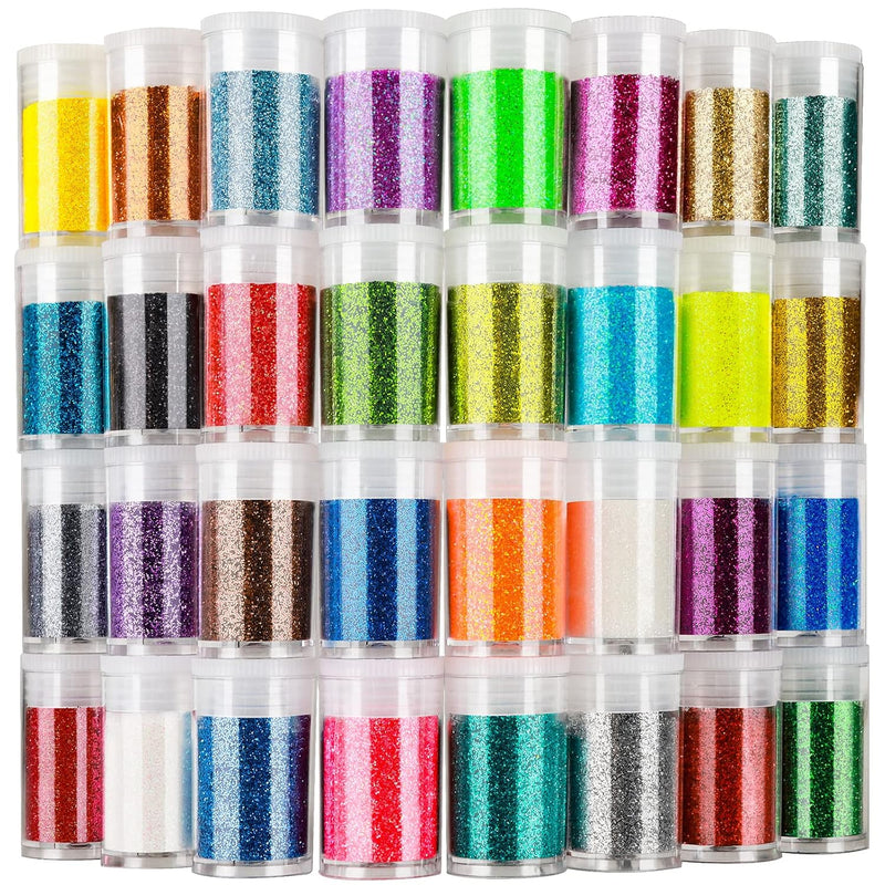 Fine Glitter For Resin, Set Of 32 Colors, Extra Fine Resin Glitter Powder, Nai