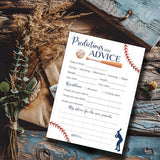 Baseball Prediction And Advice Cards - Pack Of 25 - Sports Navy Blue Boy Baby Shower Games, Wishes For New Parents Mom & Dad To Be Mommy & Daddy Message Little Slugger Shower Activity G900-Pdav