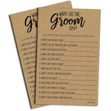 What Did The Groom Say Game - Kraft (50-Sheets) Rustic Bridal Wedding Shower Or Bachelorette Party Game, Printed Engagement Rehearsal (Large Size Sheets)