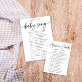 Minimalism White Baby Shower Game Kit - Name That Baby Song - 30 Baby Shower Game Cards With 1 Answer Card For Baby Boy Girl, Gender Reveal Games Baby Announcement Baby Shower Party Favors - B08