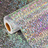 Silver Polka Dot Wrapping Paper Roll -17 In×32.8 Ft 1 Roll Metallic Holographic Foil Gift Wrap For Birthday, Wedding, Baby Shower, Valentine'S Day - 46.5 Sq.Ft.