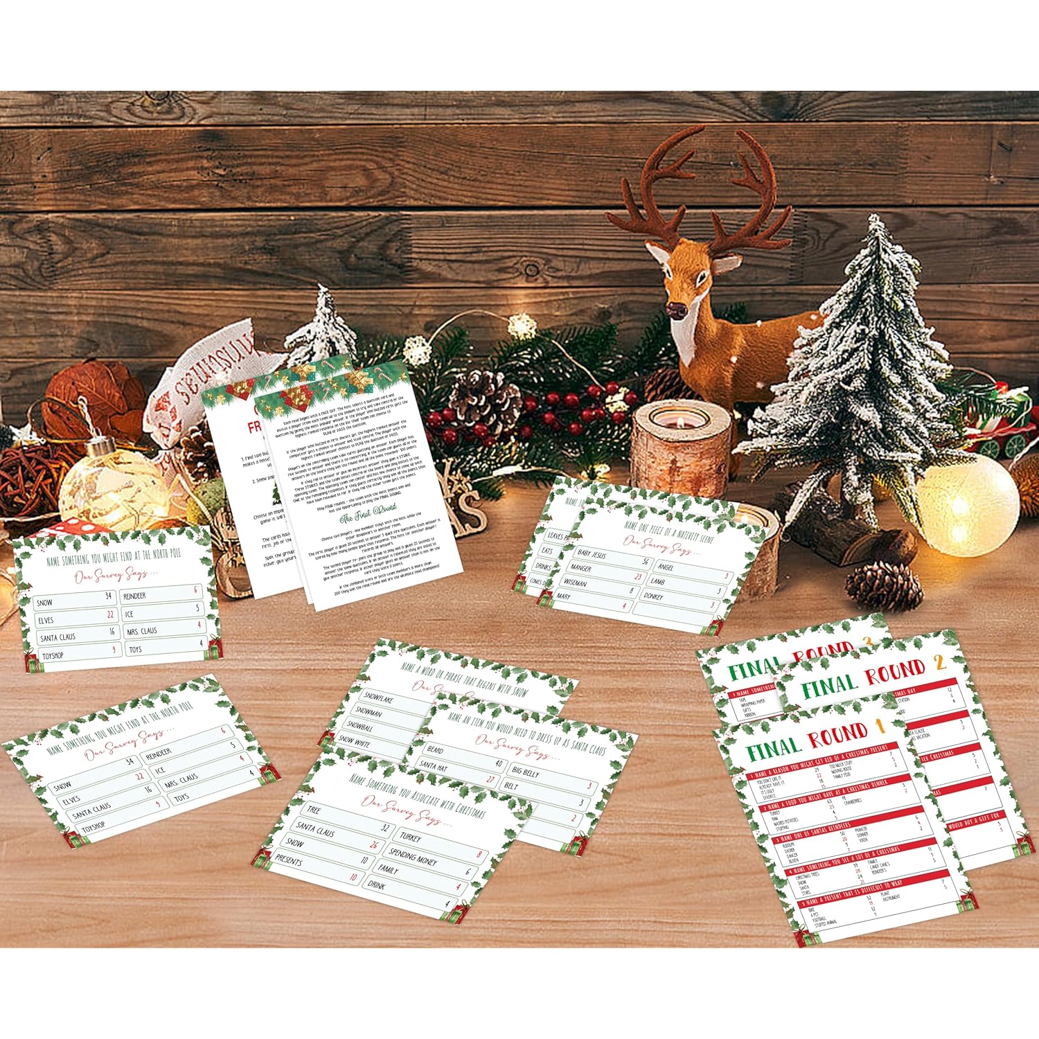 Christmas Friendly Feud Game Set, Friendly Feud Quiz, Family Feud Quiz, Baby Shower Game, Family Games For Adults, Christmas Games Xmas Holiday Winter Party Supplies-L005