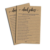 Dad Jokes Game - Kraft (50-Sheets) Rustic Baby Shower, Sprinkle Party Game, Printed Gender Reveal Neutral Co-Ed (Large Size Sheets)