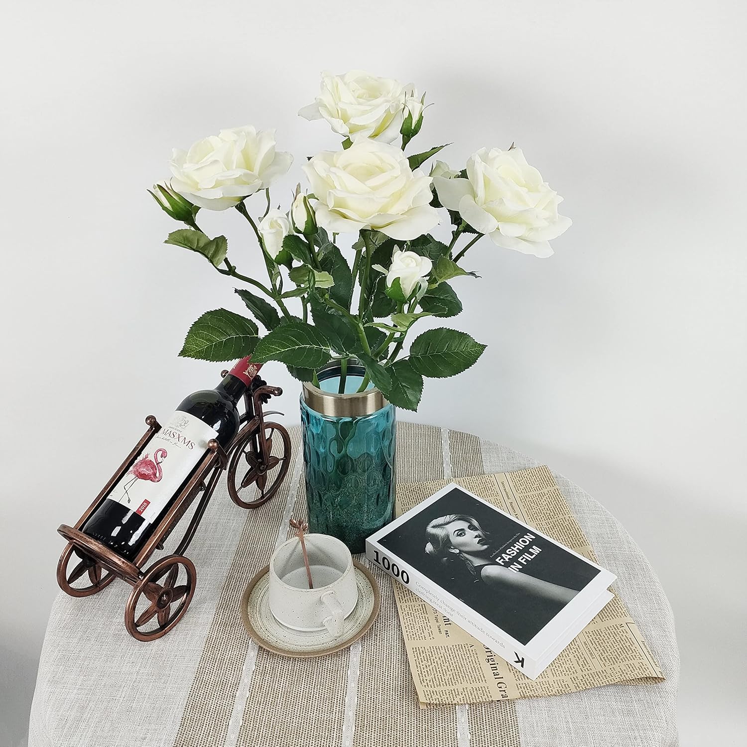 4 Pcs Silk Fake Real Touch White Rose Flowers Bulk,Artificial Roses With Stems For Wedding Arrangement Centerpieces Party Home Table Decorations
