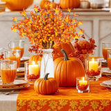 Artificial Fall Flowers 8 Pcs Fall Floral Picks 17 Inch Orange Berry Stems With Berries Flowers For Autumnthanksgiving Harvest Festival Flower Arrangement Vases Centerpieces