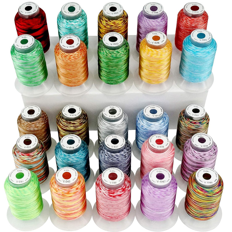 25 Colors Variegated Polyester Embroidery Machine Thread Kit 500M (550Y) Each