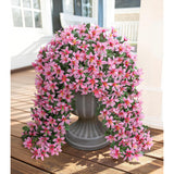 Artificial Fake Hanging Flowers Plants For Outdoors Decoration, Uv Resistant 2Pcs Faux Lily Flower Vines For Home Patio Porch Balcony Garden Yard, Pink