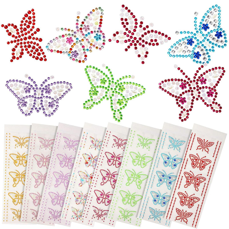 40 Pieces Butterfly Rhinestone Stickers Gem Self Adhesive Stickers Butterfly D