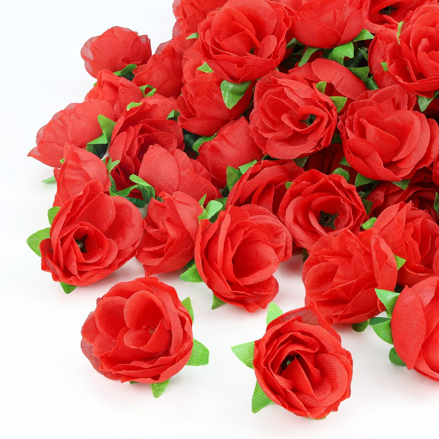 100Pcs 1.3 Inches Mini Red Roses Artificial Flowers Mini Rose Flowers For Crafts Fake Small Silk Rose Head For Wedding Bouquet Diy Party Table Centerpieces Decor