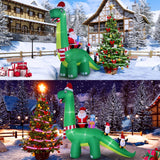 13Ft Christmas Inflatable Outdoor Decorations, Dinosaur Back Santa Claus Inflatable Decorations With Led Lights For Indo