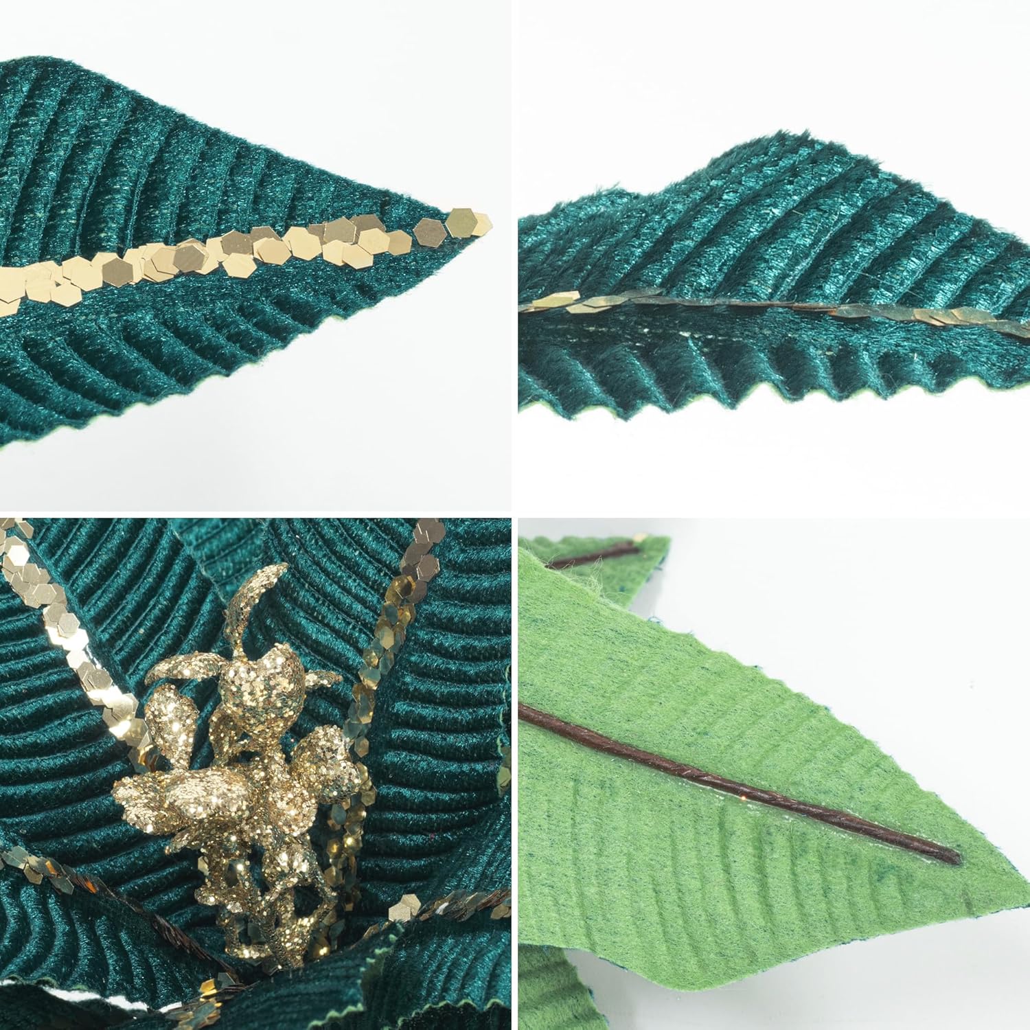 Store Christmas Poinsettia Dark Teal Flower 6Pcs 8-Inch Artificial Flower Picks Spray For Christmas Tree Decoration Ornaments For Xmas Tree Wreath Garland