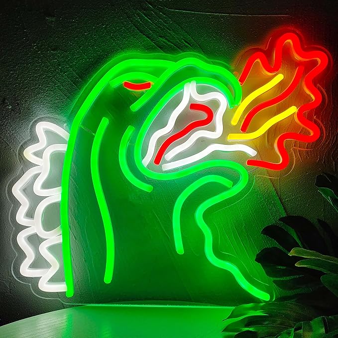 King of the Monster Neon Sign Dimmable LED Dinosaur Wall Light for Gaming Room Boys Decor