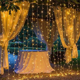 300 LED Curtain String Lights Warm White Fairy Twinkle Lights 8 Modes for Bedroom Wedding Party Garden Indoor Outdoor Wall Decor