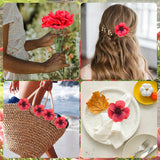 50Pcs Poppy Artificial Flowers Fake Poppies Head With Flower Branch For Veterans Day Remembrance Bouquet Memorial Day Corsages Home Kitchen Floral Wreath Garland Cake Ornaments Decoration (Red)