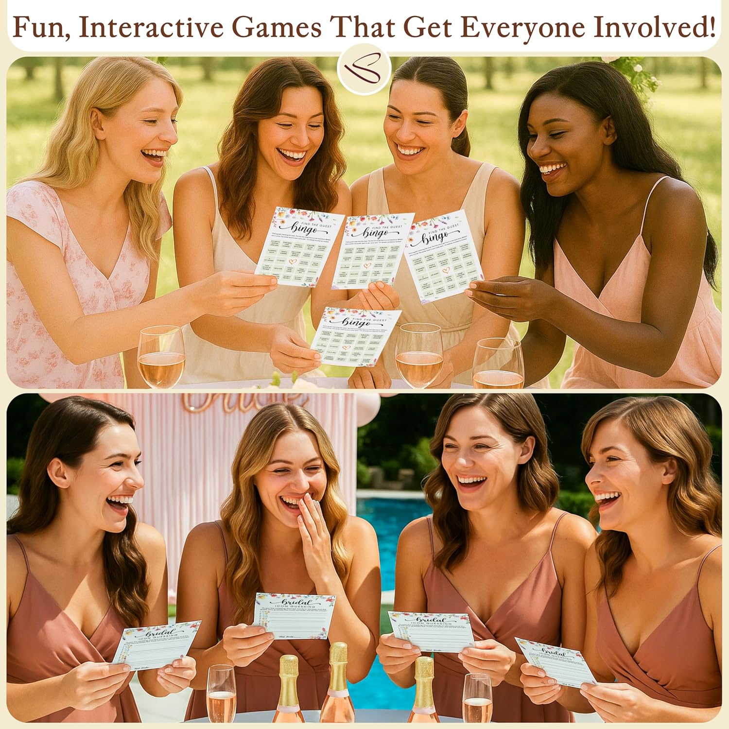 Hilarious Bridal Shower Games 30 Guests - Wedding Games For Reception Decorations, Funny Find The Guest Bingo Game, He Said She Said Would She Rather Wildflower Bridal Shower Decorations