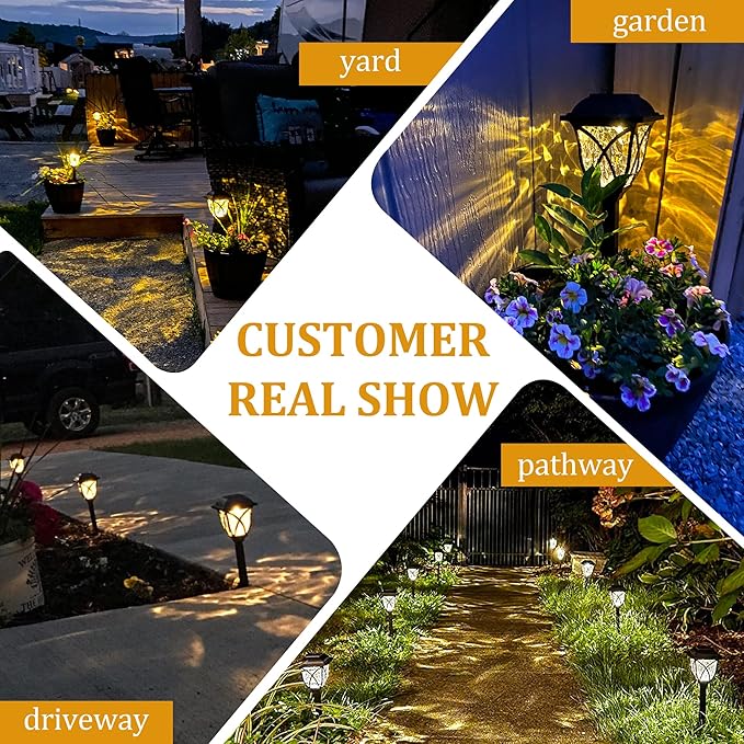 6 Pack Solar Garden Lights Outdoor Waterproof LED Pathway Lights for Yard and Patio
