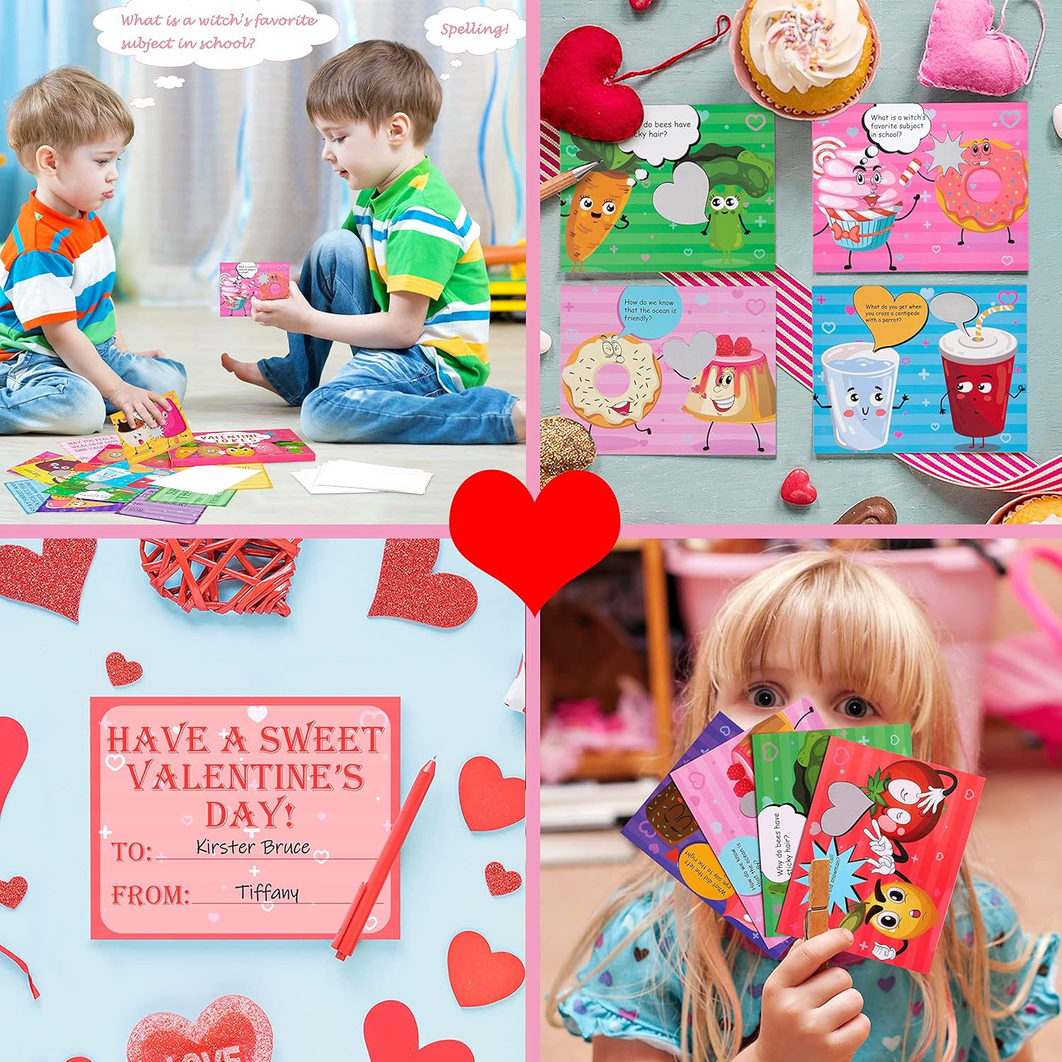 40 Sets Valentines Cards For Kids - 40 Scratch Off Jokes Cards + 40 Envelopes Classroom School Exchange Gifts Love Party Favors Supplies