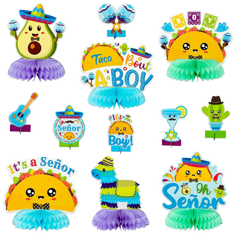 12Pcs Taco Bout A Boy Gender Reveal Honeycomb Centerpiece, It'S A Boy