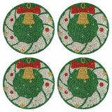 Christmas Placemats Set Of 4 Green Wreath Crushed Rhinestones Winter Xmas Glitter Decoration Table Mats For Christmas Holiday New Year Centerpiece Kitchen Table Party Tableware Decor 15 Inches