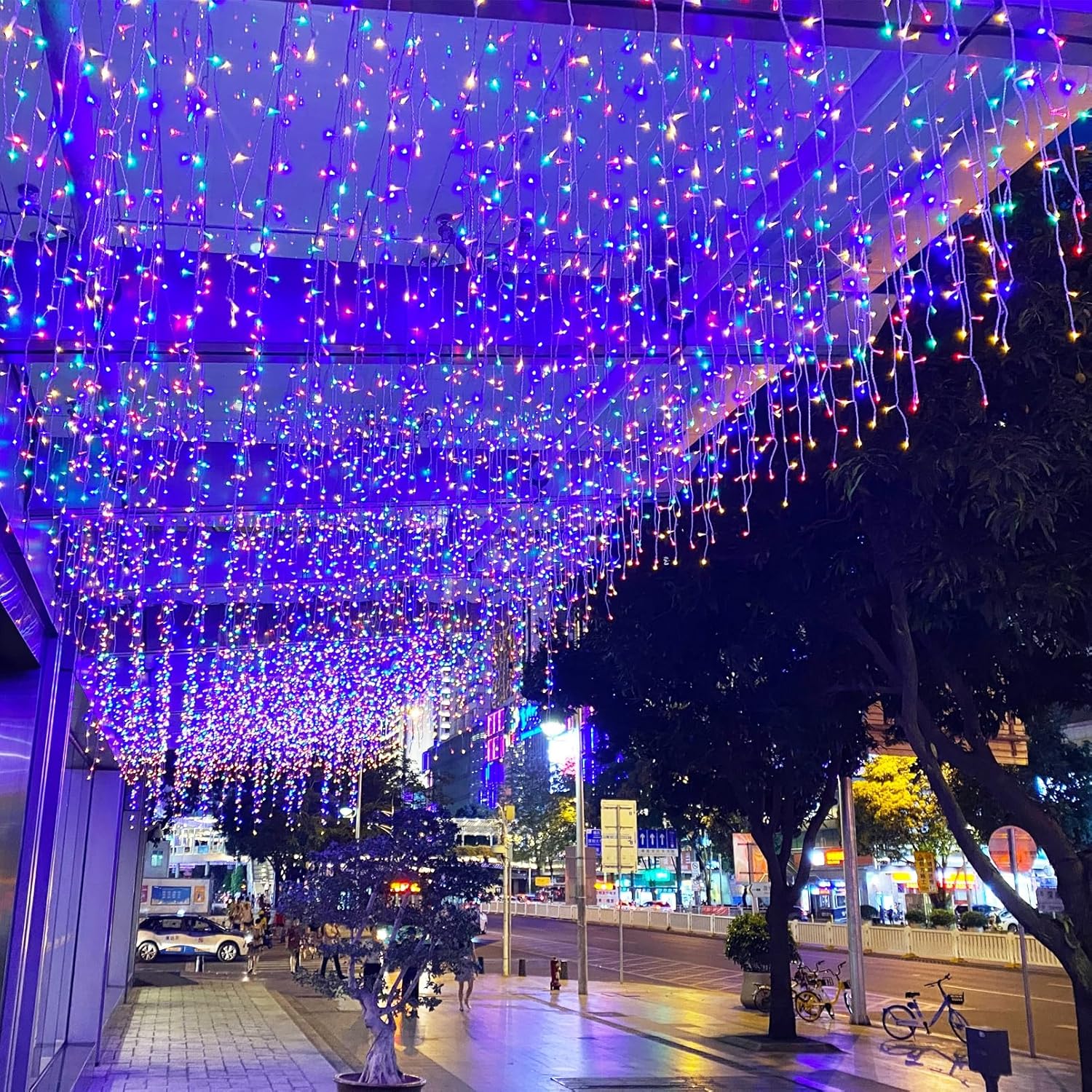 Led Icicle String Lights, Christmas Icicle Lights 13Ft 96 Leds Window Curtain Starry Fairy Lights Plug In 8 Modes For We