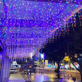 Led Icicle String Lights, Christmas Icicle Lights 13Ft 96 Leds Window Curtain Starry Fairy Lights Plug In 8 Modes For We