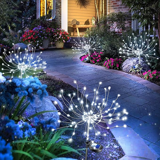 Solar Garden Lights Outdoor 120 LED Firework Lights Waterproof Bendable Copper Wire Yard Decor