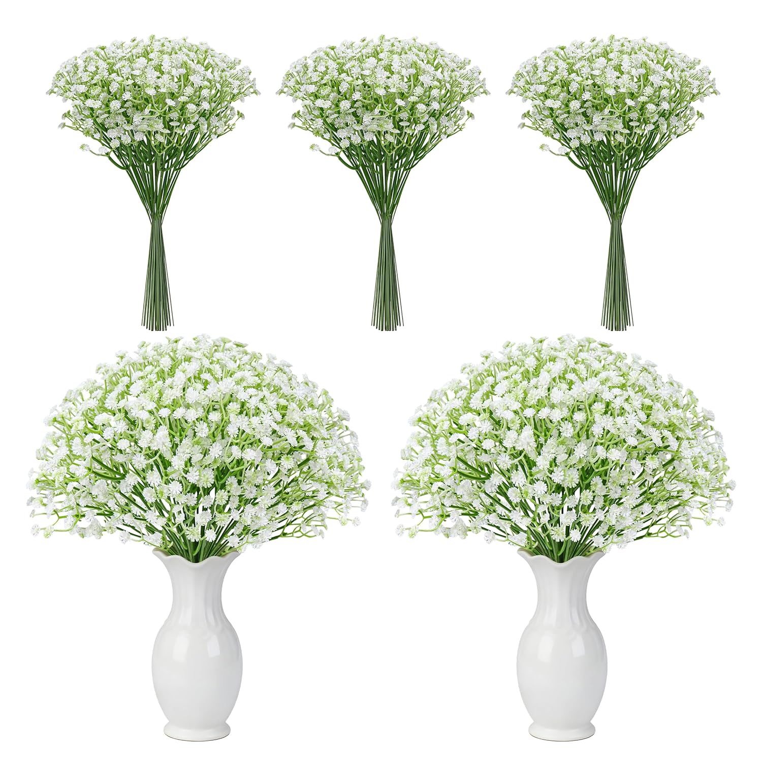 24Pcs White Babys Breath Artificial Flowers,11'' Elegant Faux Baby Breath Flowers For Wedding Home Decor, Table Centerpieces & Diy Fake Flowers