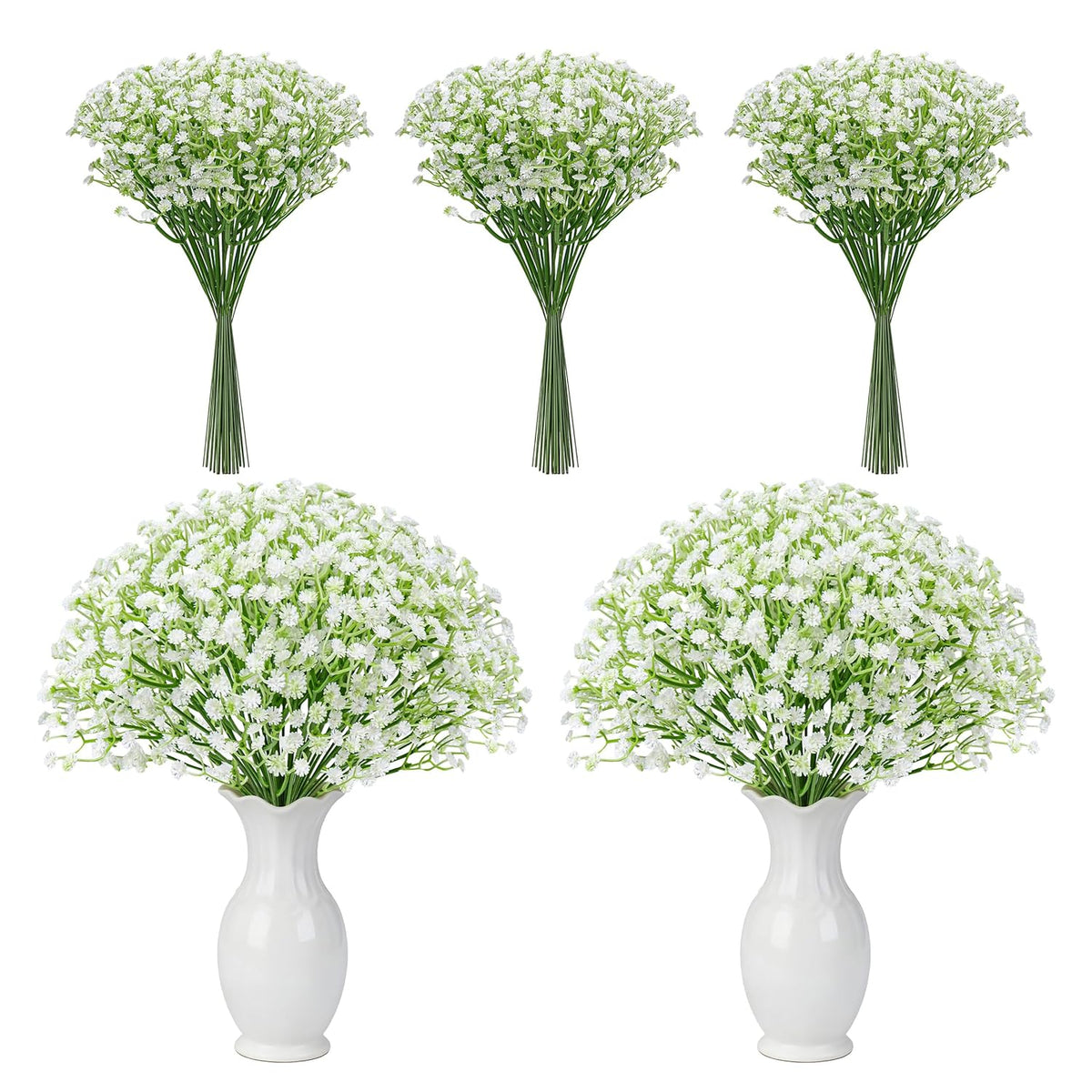 24Pcs White Babys Breath Artificial Flowers,11'' Elegant Faux Baby Breath Flowers For Wedding Home Decor, Table Centerpieces & Diy Fake Flowers