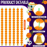 6 Pcs 5 Feet Long Strands Marigold Flowers Garland With Bell Indian Wedding Decoration Artificial Decorations For Altar Faux Flower For Diwali, Pooja, Bush Floral Party (Orange)