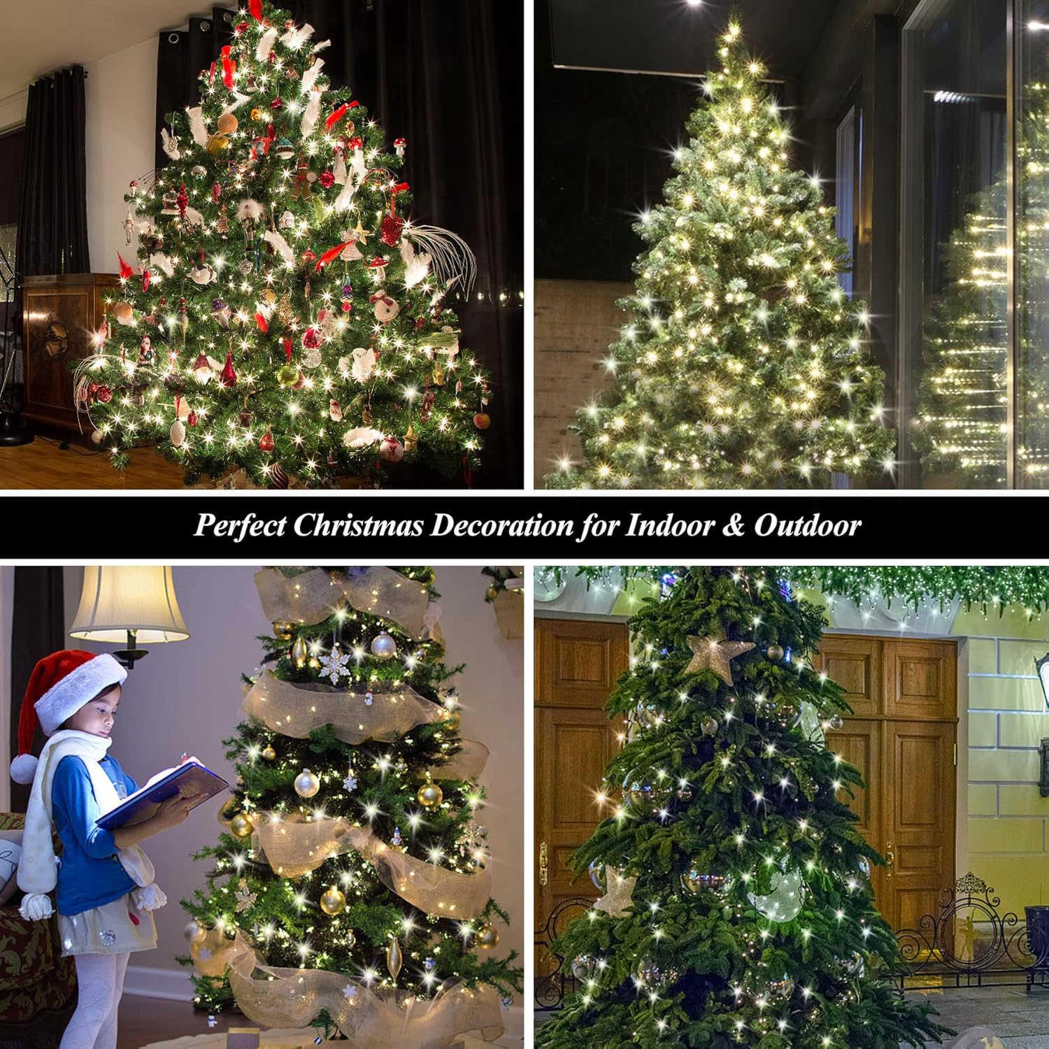 Christmas String Lights For Tree, 400 Leds Christmas Tree Lights With Memory Function & 8 Modes, 6.6Ft X 16 Lines Fairy