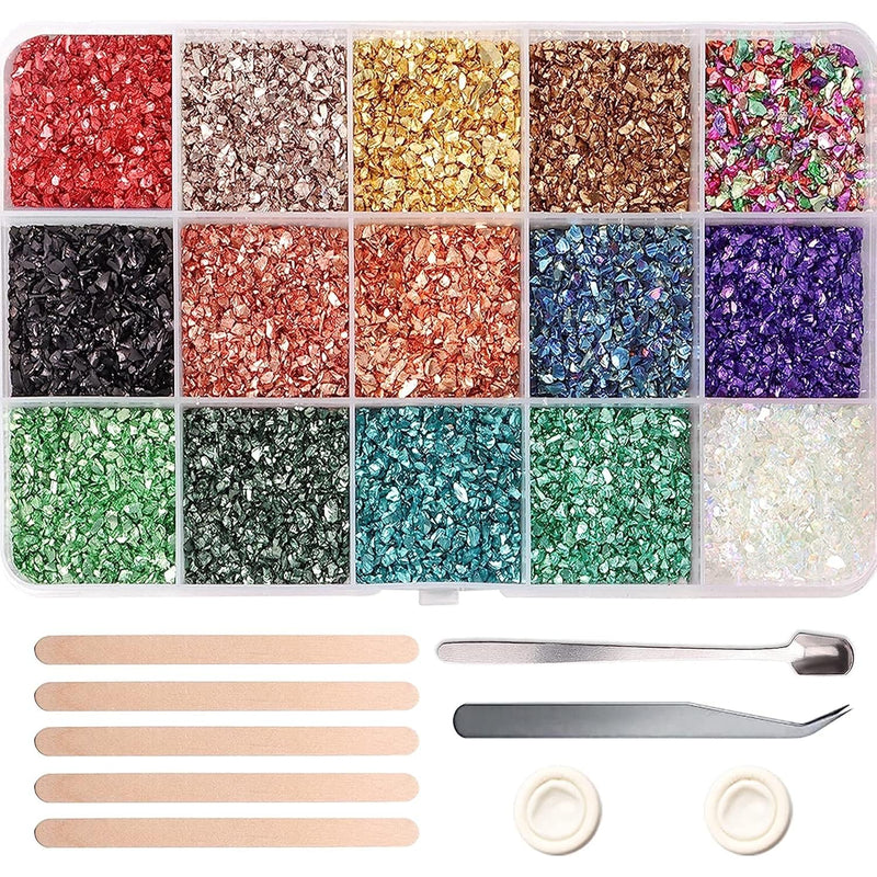 Crushed Glass Craft Glitter Fine For Resin Art, Small Broken Glass Pieces Irre