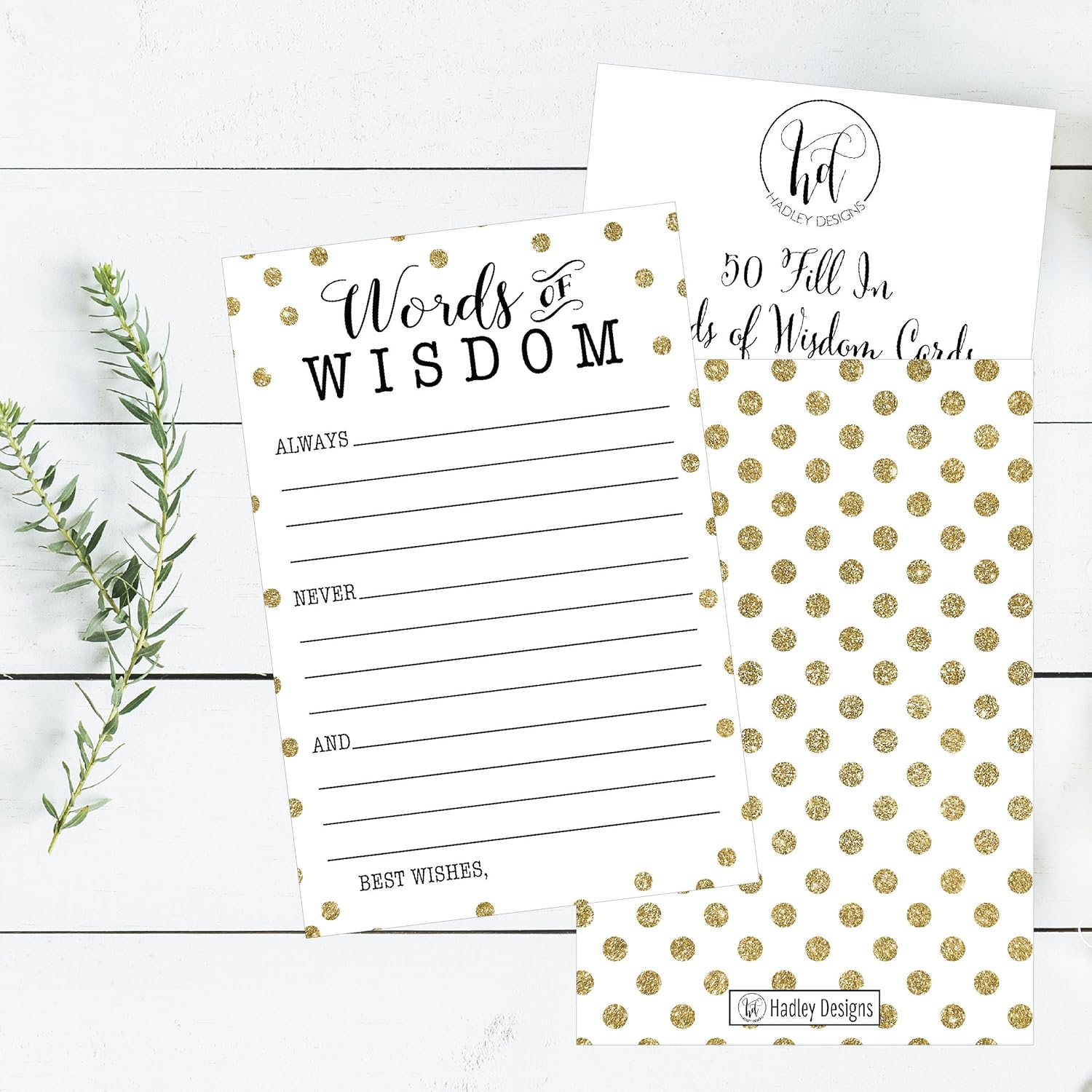50 Gold Dot Words Of Wisdom Advice Cards, Graduation Advice Cards, Marriage/Wedding Advice Cards, Guest Book Alternative, Bridal Or Baby Shower Party Games, Boy Or Girl Baby Prediction