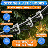 Gutter Clips For Christmas Lights – Christmas Light Gutter Clips 100 Pack – Weatherproof, Plastic, Translucent, Flexible & Long Lasting | Easy To Install For Roof, Gutters, Outdoor String Lights