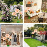 5.57 Ft Giant Artificial Flowers,Large Paper Flower,Adjustable Waterproof Fake Artificial Flower Decoracion Set For Wedding,Hotel,Office,Window Display And Home Farmhouse Decor (Pure Champagne)