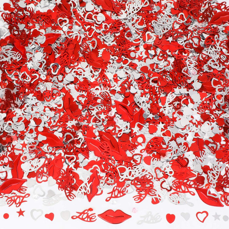 1500Pcs/ 2.8Oz Red Silver Heart Confetti Heart Sequin Mix Heart Love P