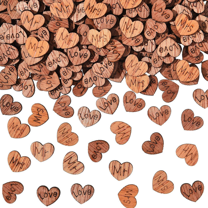 1000 Pieces Rustic Wedding Wood Heart Confetti Rustic Valentine Day Ta