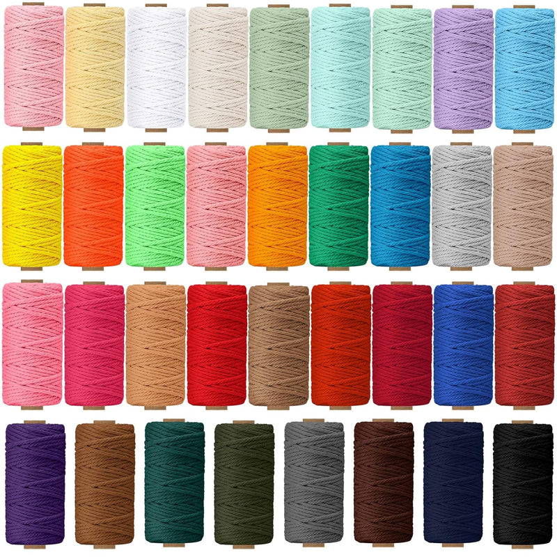 36 Rolls Macrame Cord 3 Mm X 1188 Yards Natural Cotton Macrame Rope 4 Strand T