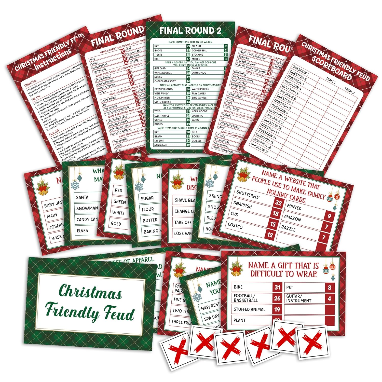 Christmas Games For Family, Christmas Friendly Feud Game For Adults Large Group Party, Holiday Vacation Activities, Xmas Party Supplies?02