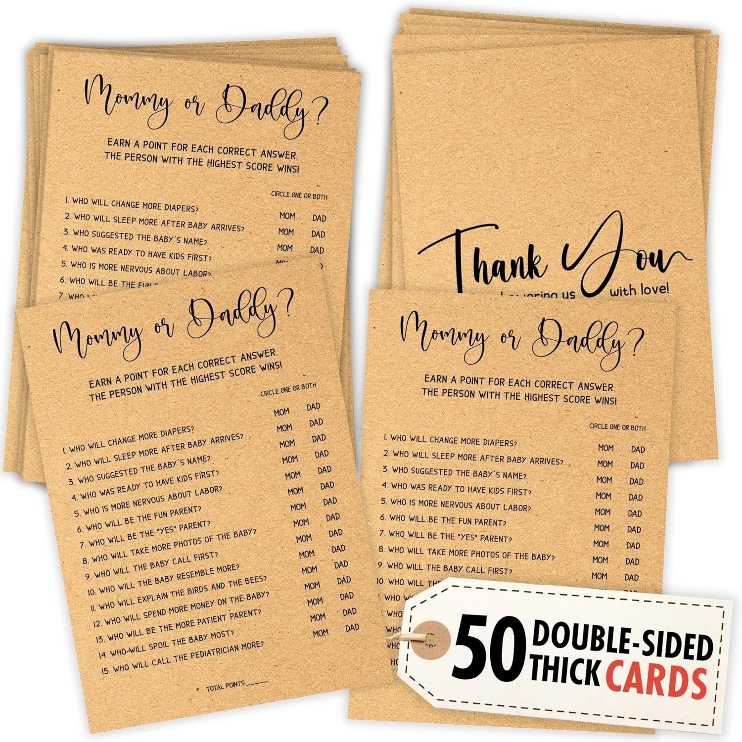 Guess Who Mommy Or Daddy Baby Shower Game For Girl Or Boy - 50 Pcs Guess Who Mommy Or Daddy Game, Gender Neutral Baby Shower Activities Ideas, Mom Or Dad Baby Shower Game