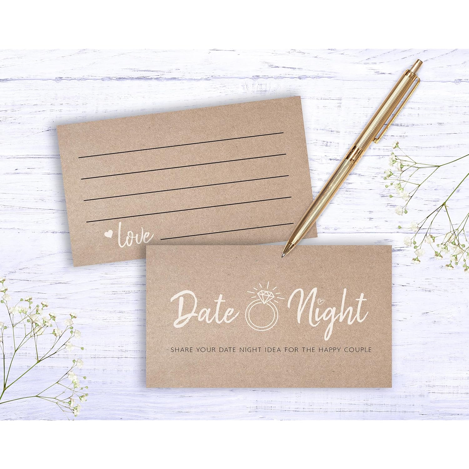 Bridal Shower Games, Fun Activities, Kraft Minimalist Style (Date Night Game)