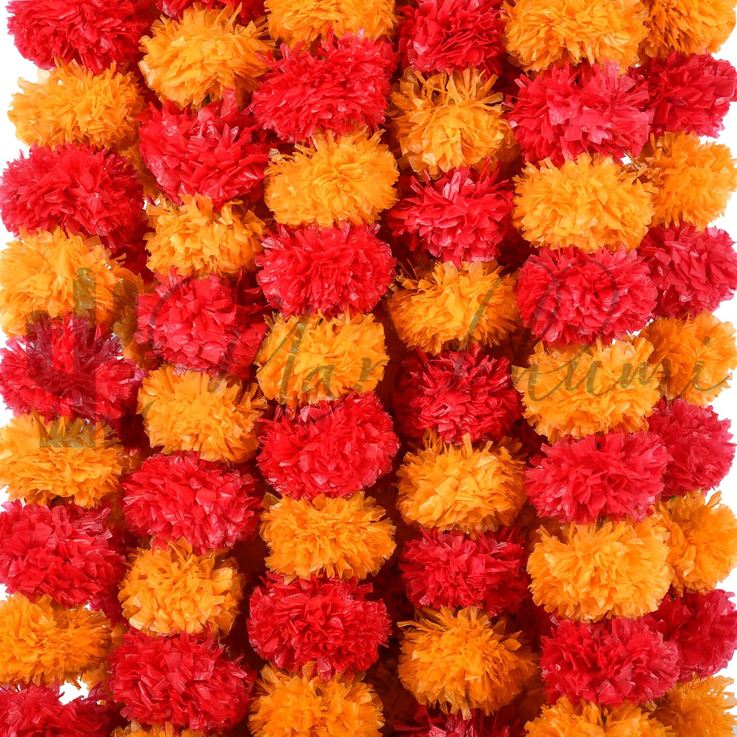 5 Pc - 5 Feet Artificial Marigold Flower Garland – Long Strands For Diwali, Wedding & Festive Decoration – Traditional Indian Home Decor