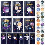 Valentine’S Day Space Exchange Gift - 24 Pack Galaxy Astronaut Greeting Card With Space Bounce Ball And Bag Bulk For Kid, Planet Galaxy Fidget Toy For Valentine Goodie Bag Stuffers Party Favor
