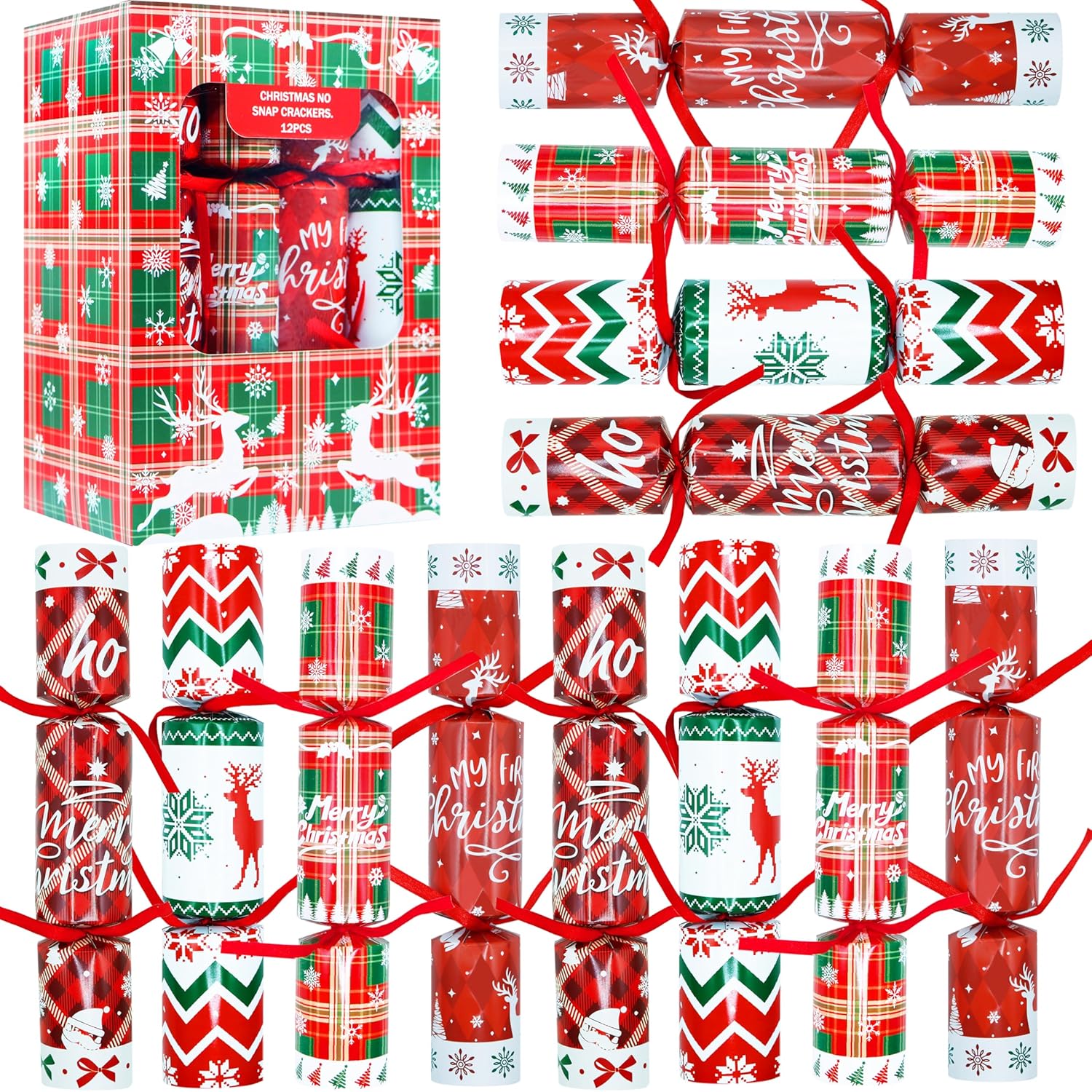 Christmas Party Favors No Snap Party Table Favor With Hats, Joke And Gifts Inside, Christmas Crackers With Gifts Xmas Holiday Dinner Tradition Party Supplies