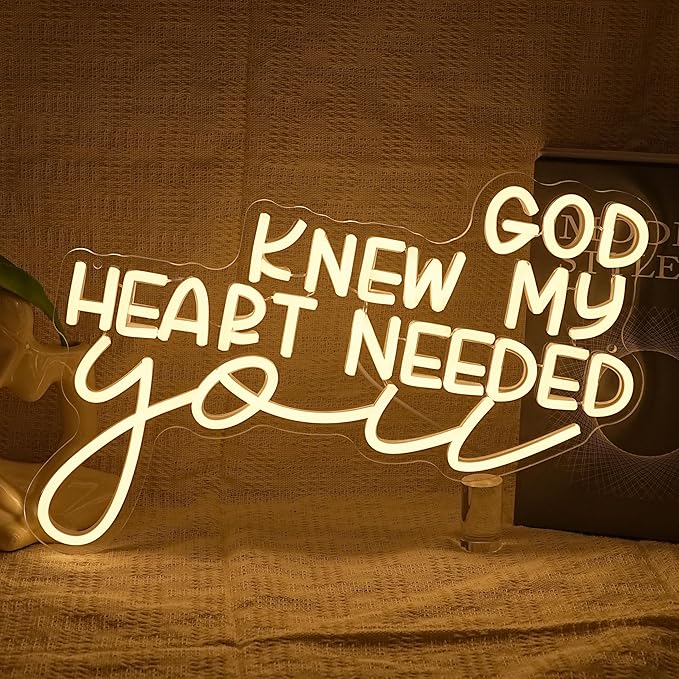 God Knew My Heart Needed You Neon Sign Dimmable Jesus LED Wall Decor for Church Bedroom