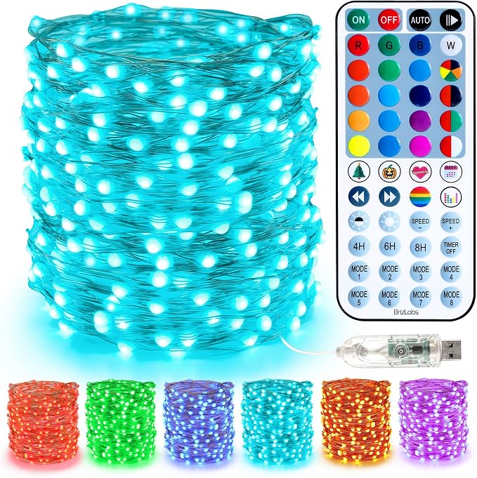 USB RGB Fairy Lights 33 ft 100 LED Color Changing with Remote Control