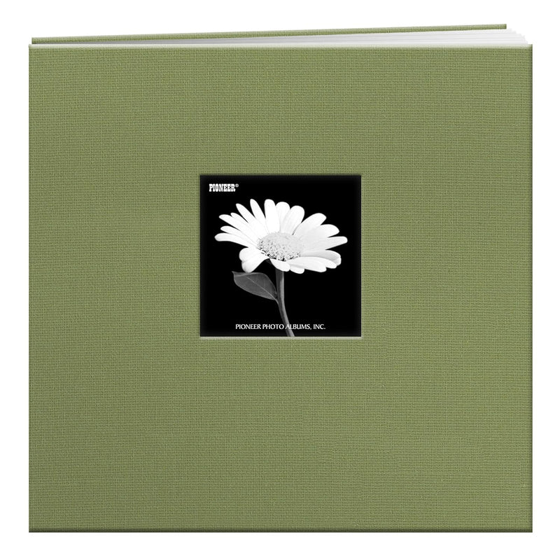 12-Inch By 12-Inch Cloth Cover Postbound Memory Book With Window, Sage Green