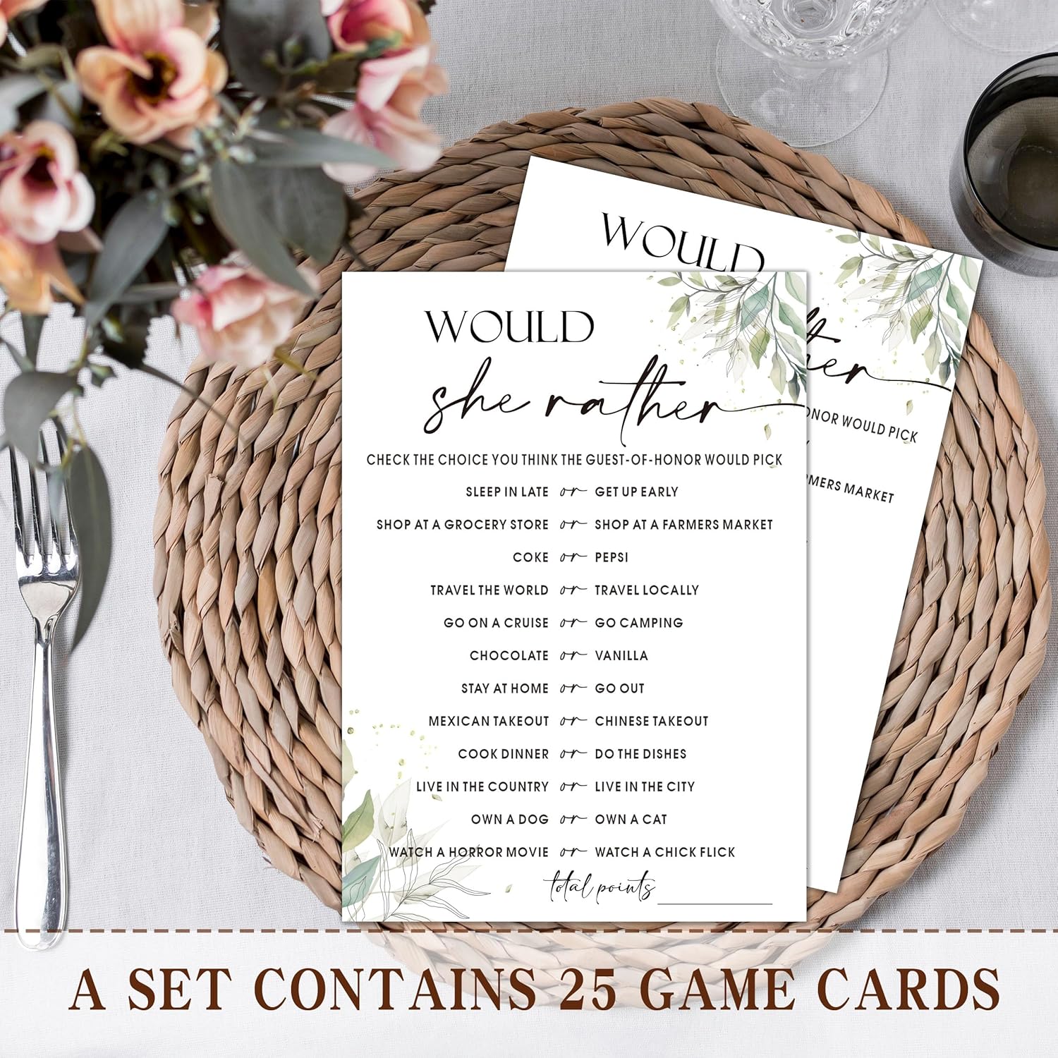 Minimalist Bridal Shower Games, Would She Rather, Engagement Party Games, Wedding Shower For 25 Guests,Wedding Advice Cards, Bridal Shower Decorations-A02