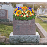 Artificial Cemetery Flowers For Grave Decoration: Sympathy & Memorial Bouquets With Headstone Saddle – Sunflower, Rose, Cattleya – Fade-Resistant