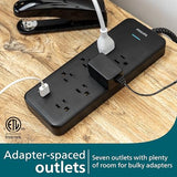 Philips 7 Outlet Surge Protector 1 USB A 1 USB C 6FT Braided Cord